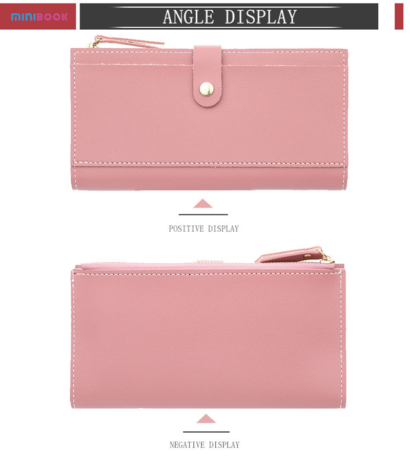 Ladies Travel Purse Zip Around Clutch Wallet Wristlet Blocking Pu Leather Wallet 0.15kg