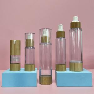 China Round Shape 15ml Bamboo Airless Spray Bottle For Serum wholesale