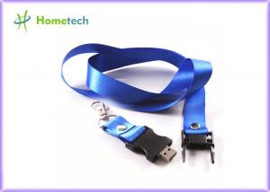 China Advertising Blue Lanyard USB Stick 16gb Customized Flash Memory Drive for engineer / designer on sale