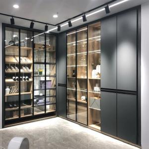 China Glass Door Wardrobes Wood Closet Organizers For Bedroom wholesale