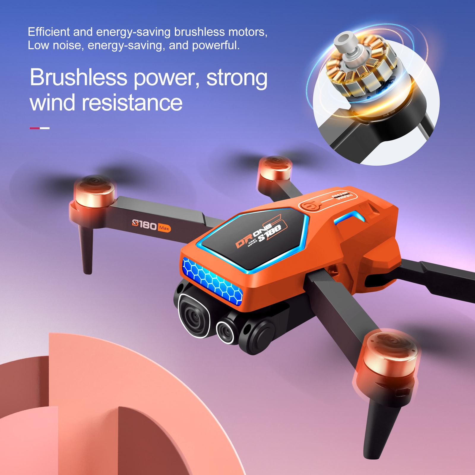S180 Rc Brushless Drone HD Electrical Adjustment Aerial Photography Wifi Optical Flow Plastic 4 Axis Obstacle Avoidance