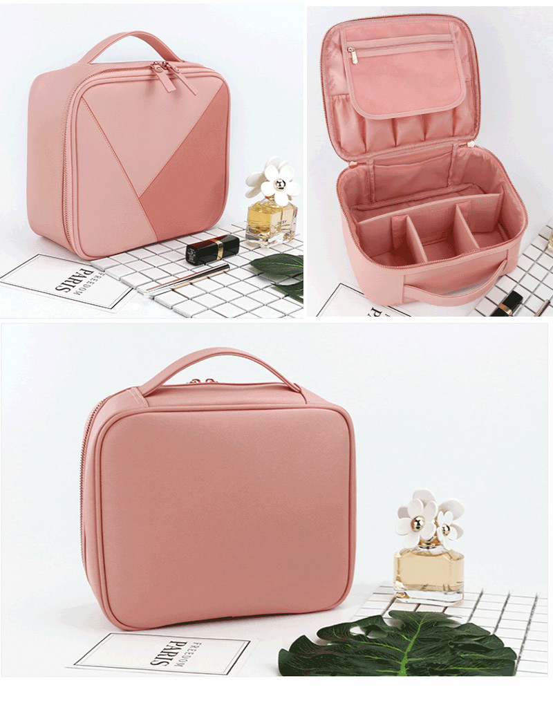 Water Repellent Double Zipper Women PU Makeup Bag Case