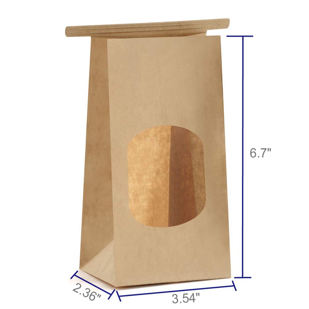 Stand Up Kraft Paper Bag With Clear Window For Coffee Bean Luxury Packaging Style