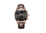 316L Stainless Steel Chronograph Watch Quartz Movt Black Leather Strap