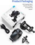 Leather Qi Wireless Car Charger 15W Air Vent Phone Holder Auto Clamping Mount