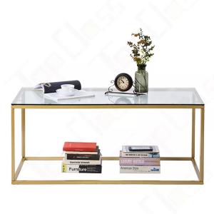 China Gold Tempered Glass Table 220*120*75cm Home Goods Coffee Tables wholesale