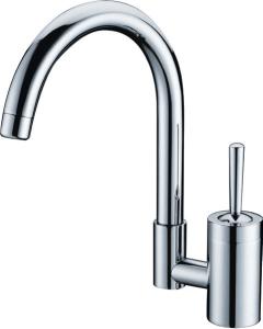 China Single Hole Chrome Kitchen Sink Water Faucet / High Arc Purity Brass Home Kitchen Tap wholesale