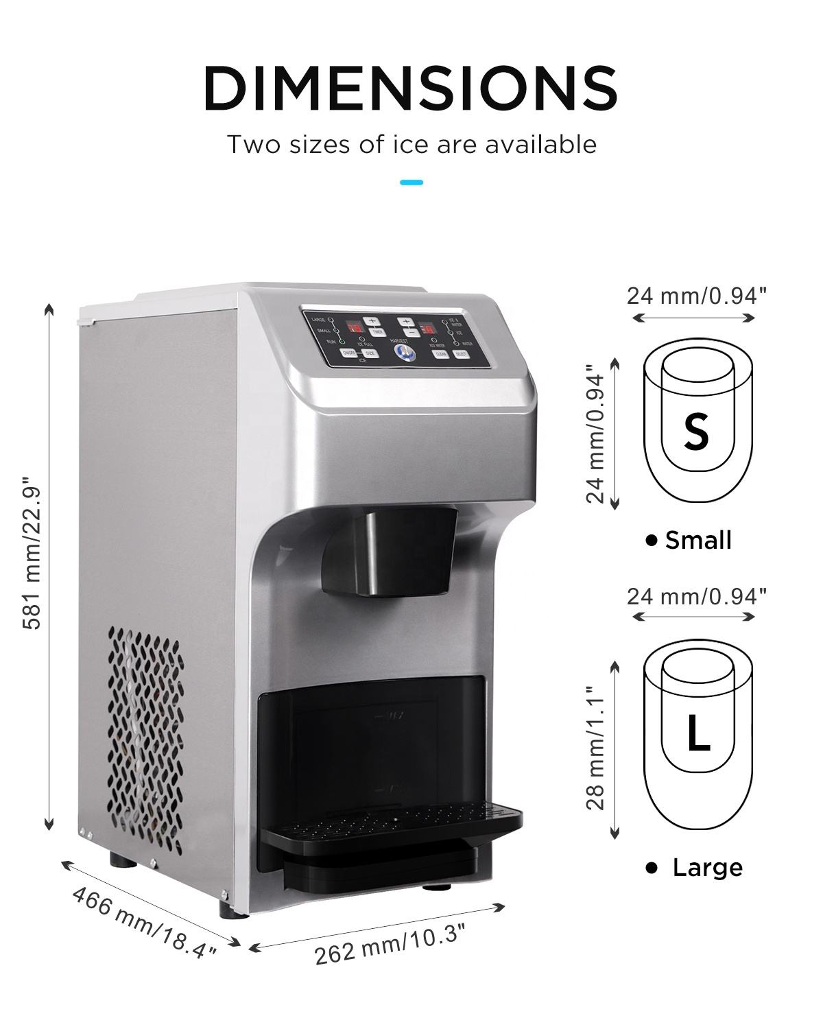 Ice Maker 35kg Countertop Water Dispensers Automatic Bullet Nugget Ice Block Making Machines for Business Commercial Home