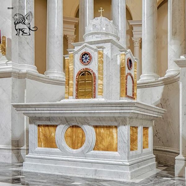 Natural Marble Religious Holy House Sculptures Tabernacle Church Hand Carved Catholic Decoration