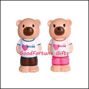 China PVC Rubber 3 setcion coin caster Bear money box coin bank wholesale