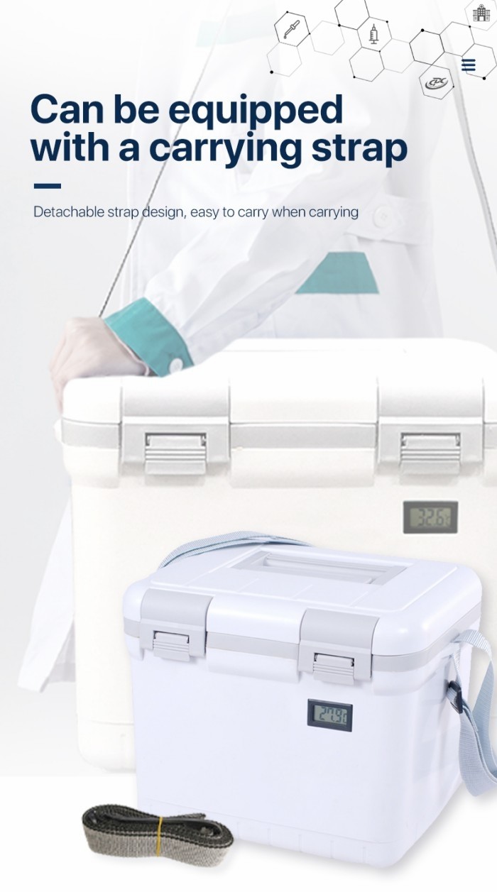 6L Portable Medical Cooler Box Outdoor Locking PU Foam Medicine Ice Cooler Box 48H Cold Time