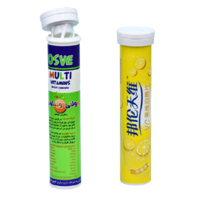 99mm Vitamin E Effervescent Tablet Tube Plastic Container Bottles Packaging with Desiccant