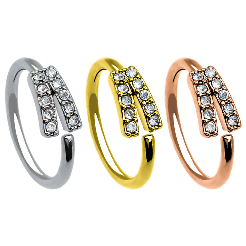 8mm 18 Gauge Rose Gold Nose Ring Clear Gems Double Hoop for Gift