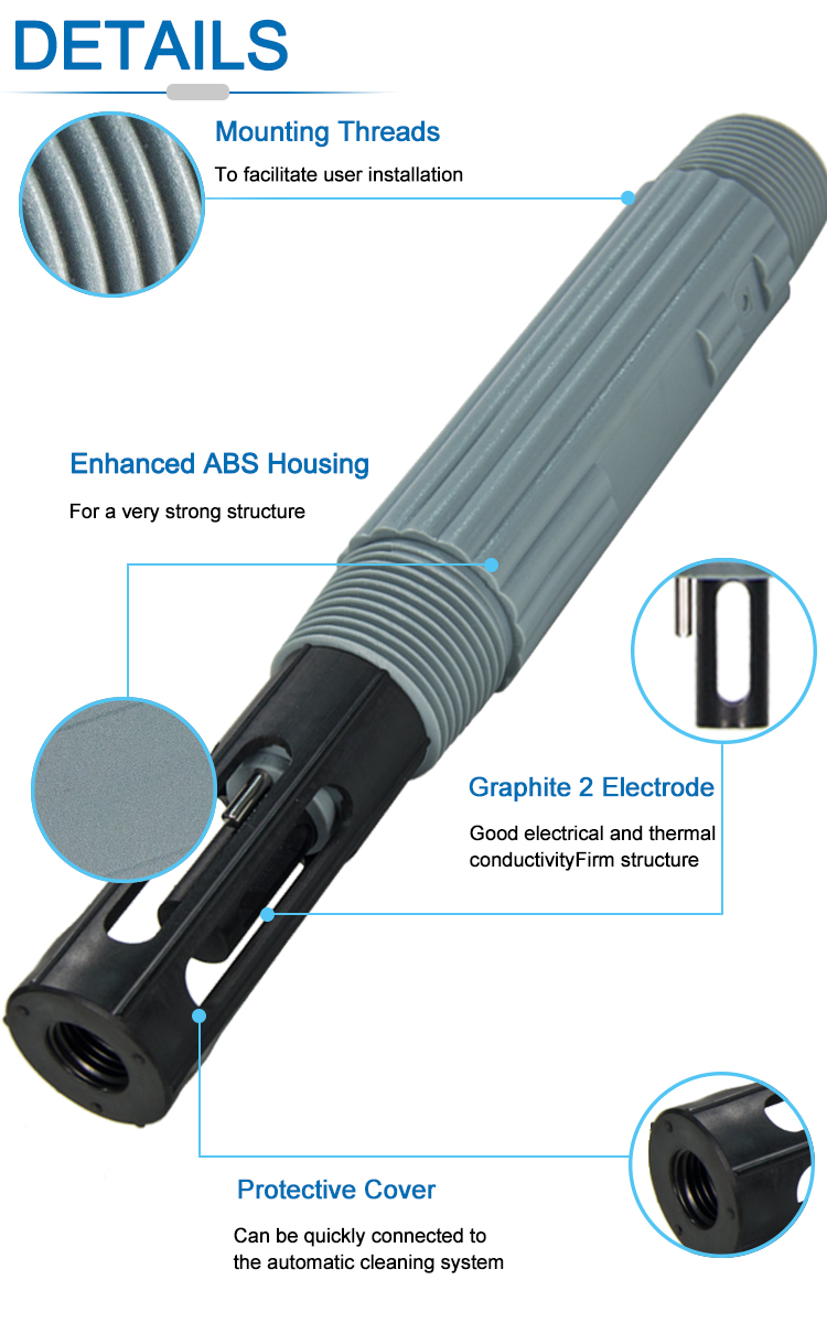 1" NPT Pipe Thread Conductivity Probe With Cleaning Interface For Industrial Water
