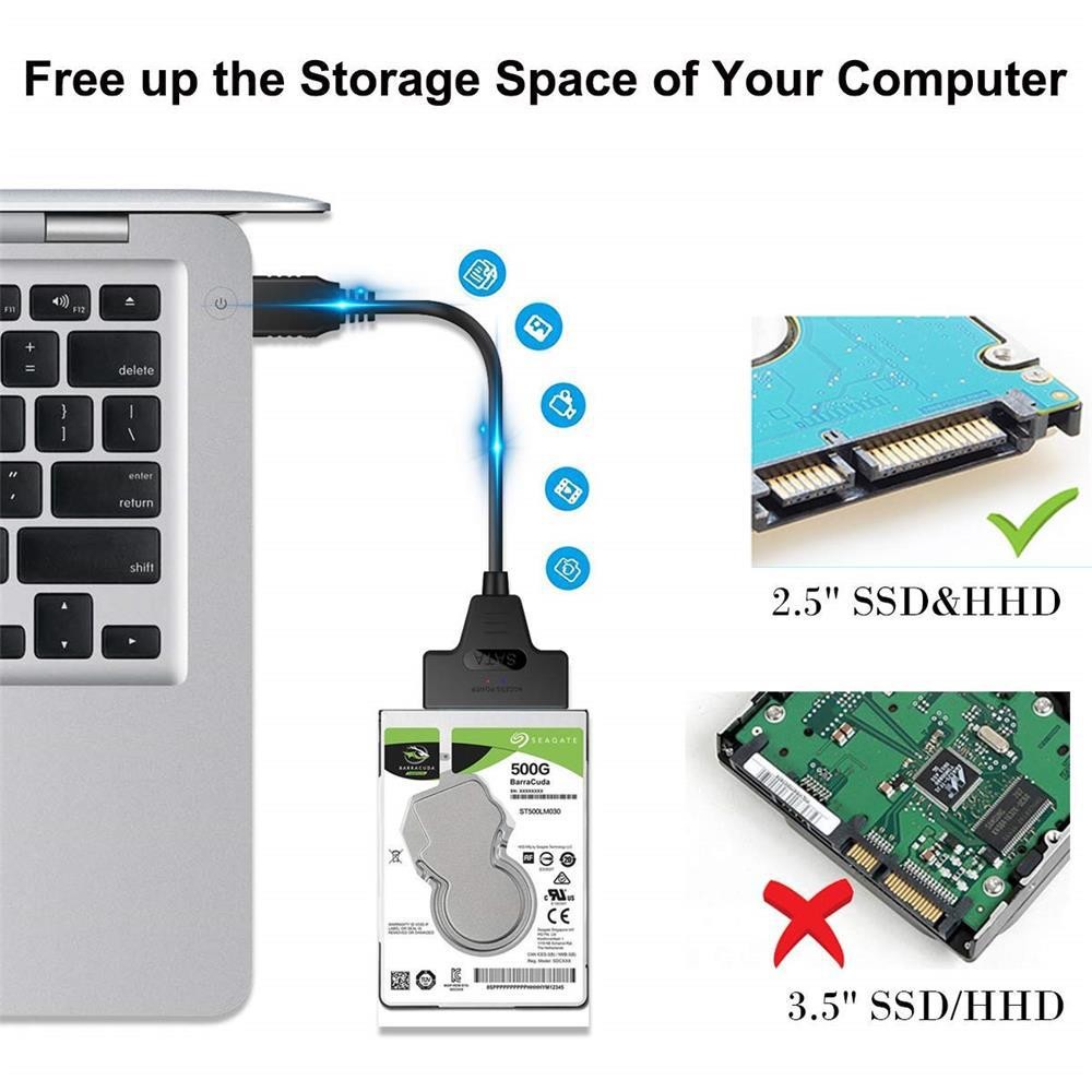 33cm Sata 3.0 Cables , Sata 3 To Usb 3.0 Cable For 2.5 Inch Hdd