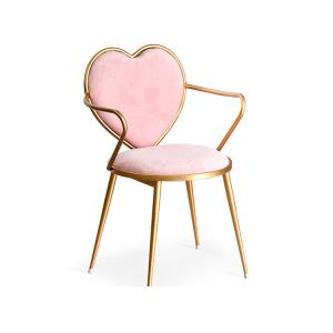 China Heart Backrest Pink Wedding Chairs Forever Love Gold Painted Legs wholesale
