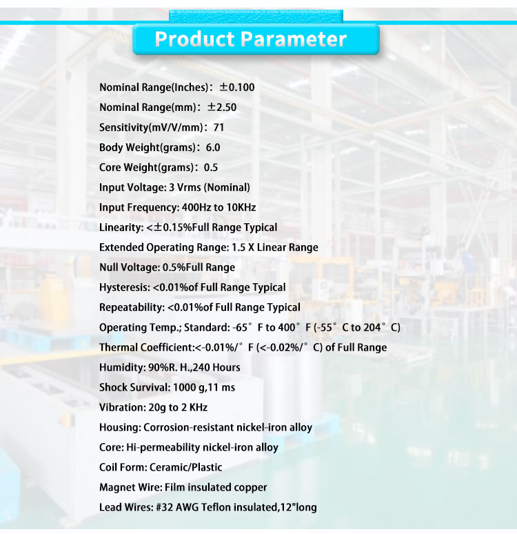 Industrial Grade UNIVO UBMD-375-100Y AC Range 2.5mm Miniature Motion Position Sensor LVDT