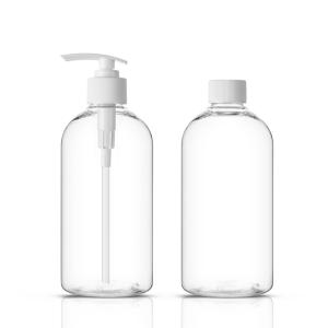 China Non Leakage Clear Shampoo Bottles 16.7 OZ Shampoo Round Bottle For Washroom wholesale