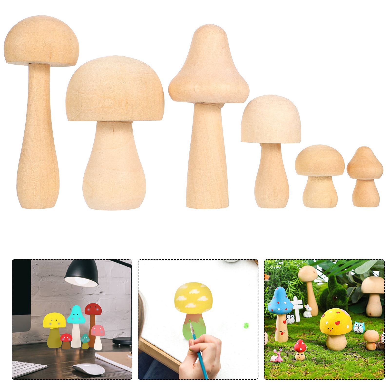 Peg 3cm Natural Unfinished Wooden Mushroom Toys 2.55 In Children Graffiti