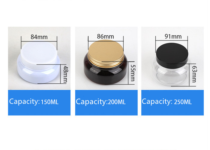 150ml 200ml 250ml PET Jar Amber Jar with Black Lid White Black Plastic Container Empty Hair Mask Jar