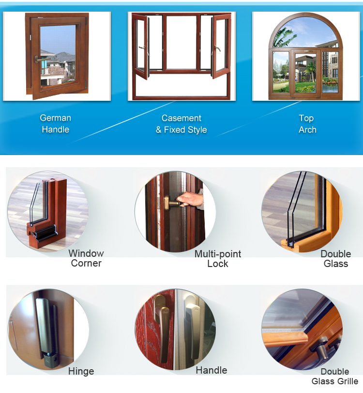 KDSBuilding Swing Residential Casement Round Wooden Window Solid Wooden Window With Fix Glass
