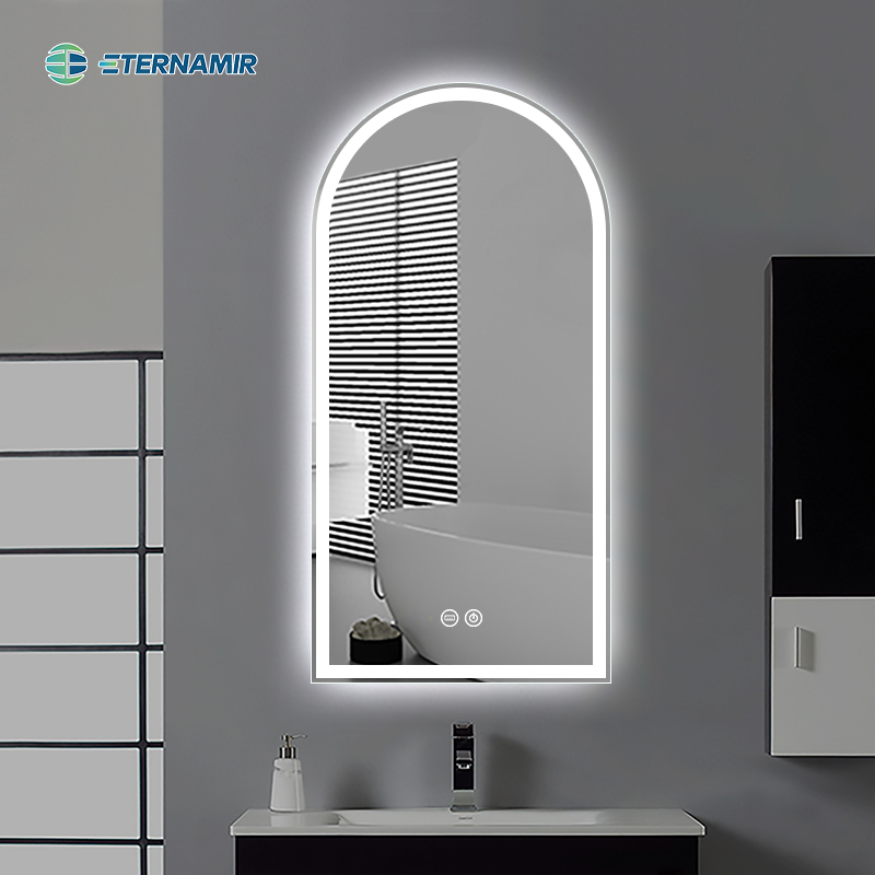 Arch Shape Modern Luxury Hotel Bathroom Decorative Round Wall Smart Mirror With LED Lighted