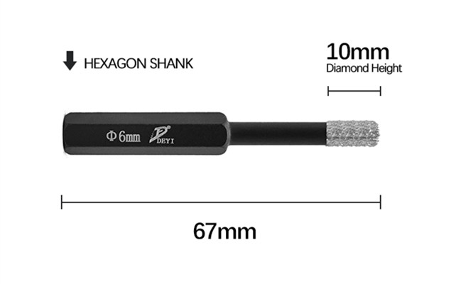 6mm Marble Hexagonal Shank Marble Core Drill Bits Brazed Wax Inside