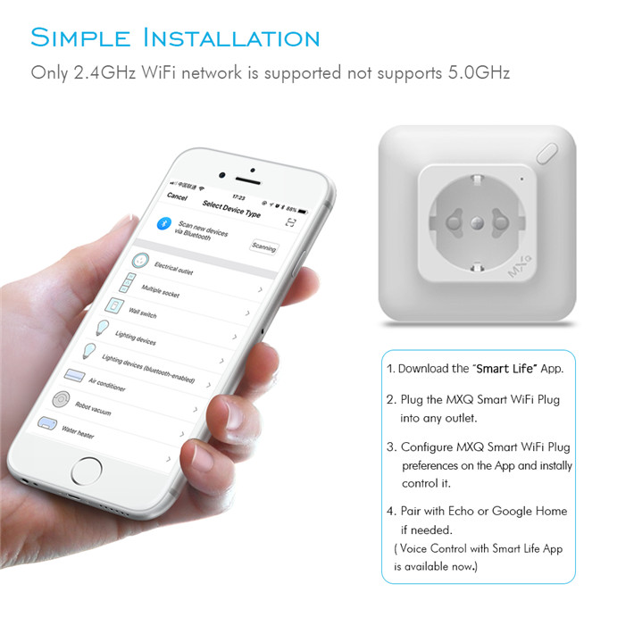 Tuya Router Wifi Smart Power Plug Easy Installation And Operation 50Hz~60Hz