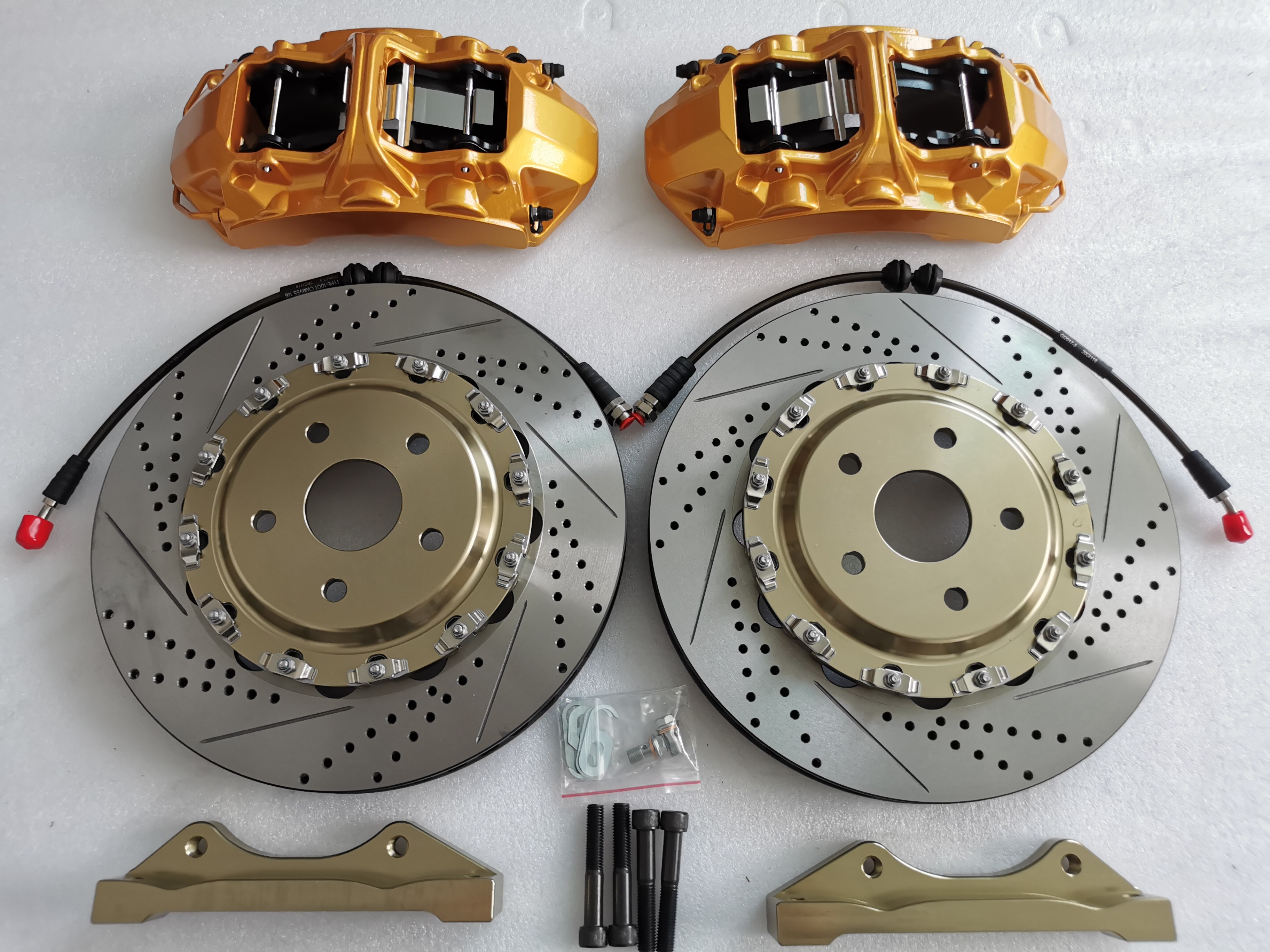 JKGT6 Gold Front Wheel Caliper 6 Pot Brake Kit For 22in Wheel