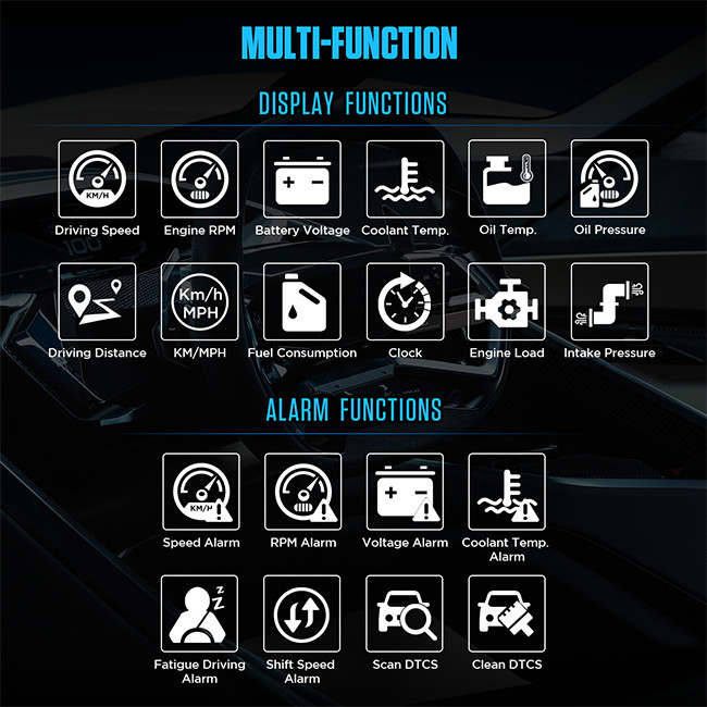 X60 Smart Multifunctional Vehicle Temperature Gauge Car Digital Voltage Speed Meter