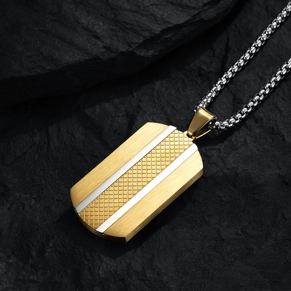 Satin and Polished Square Religious Necklace Men's Cross Stainless Steel Christian Jewelry for Anniversary Occasion