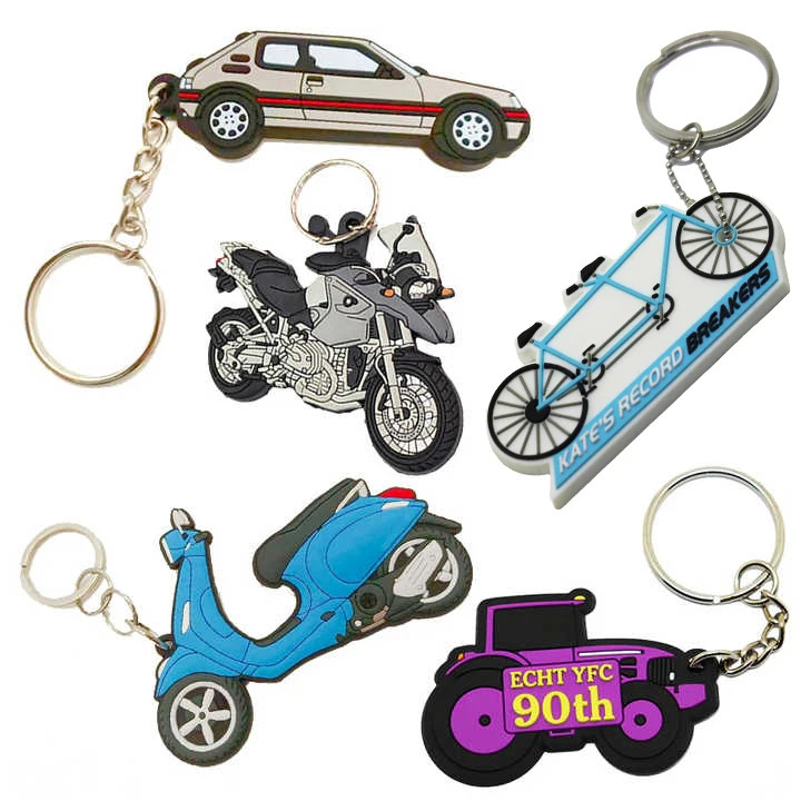 Custom 2D Soft PVC Keychain 3D Key Chain Rubber Keychains Logo Soft Silicone Keyring