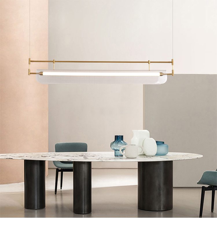 Modern Minimalist Chandelier Living Room Nordic Study Office gold rectangle chandelier(WH-MI-413)