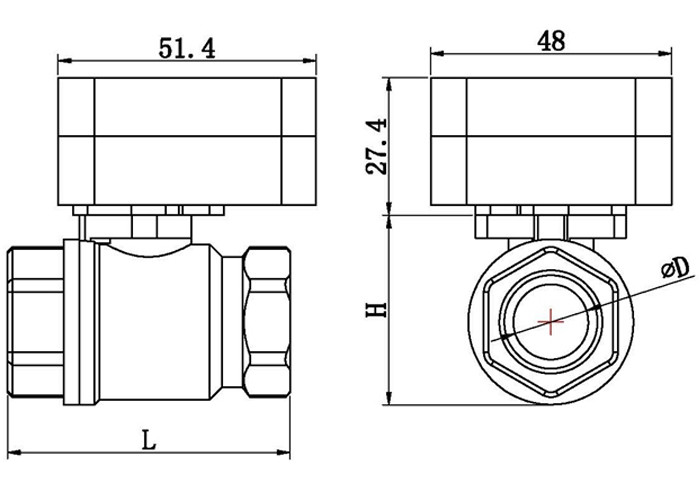 DC12V Threaded Zone Heating Valves , HVAC Floor Heating 3 Way Brass Ball Valve