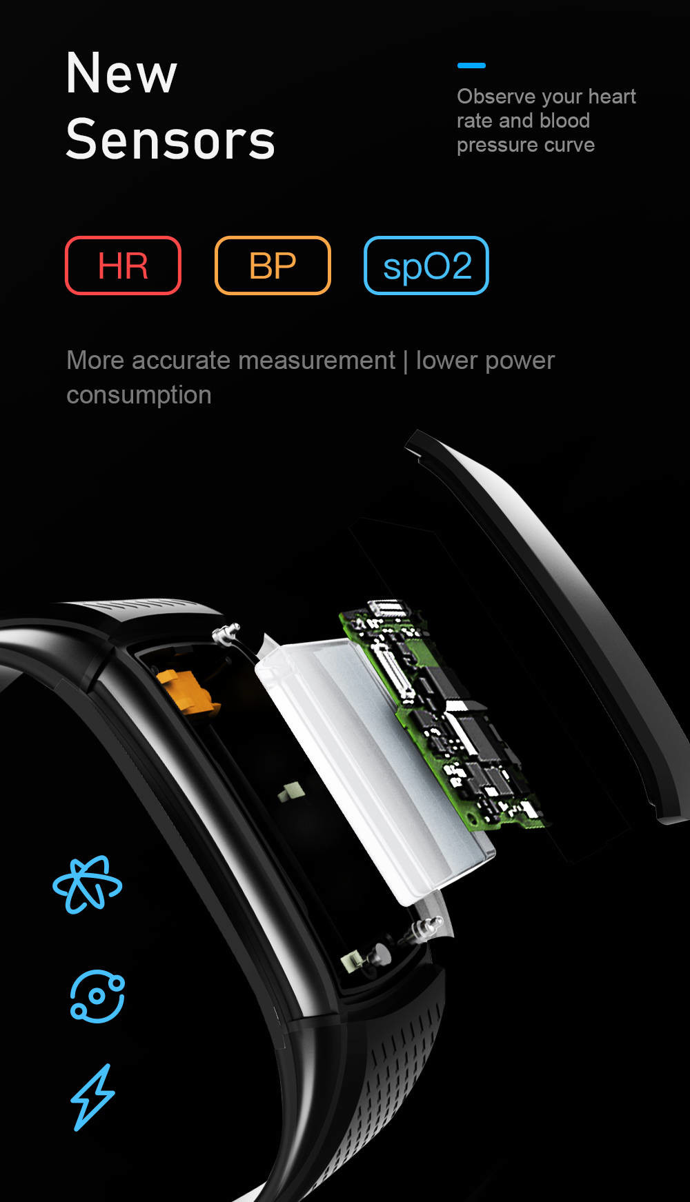 Calorie Monitoring Wristband Fitness Tracker Weather Temperature Sports Sharing