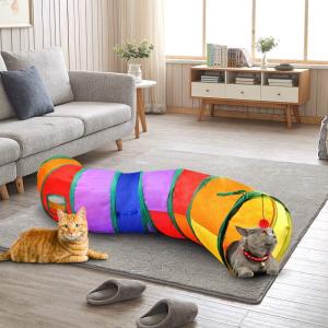 China Portable Collapsible 3 Way Cat Tunnel With Pom Ball wholesale
