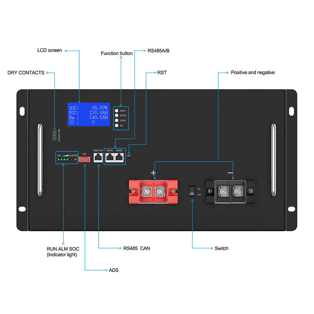 3 Year Warranty LFP Lithium Ion Battery 51.2V 230Ah For Boats Submarines