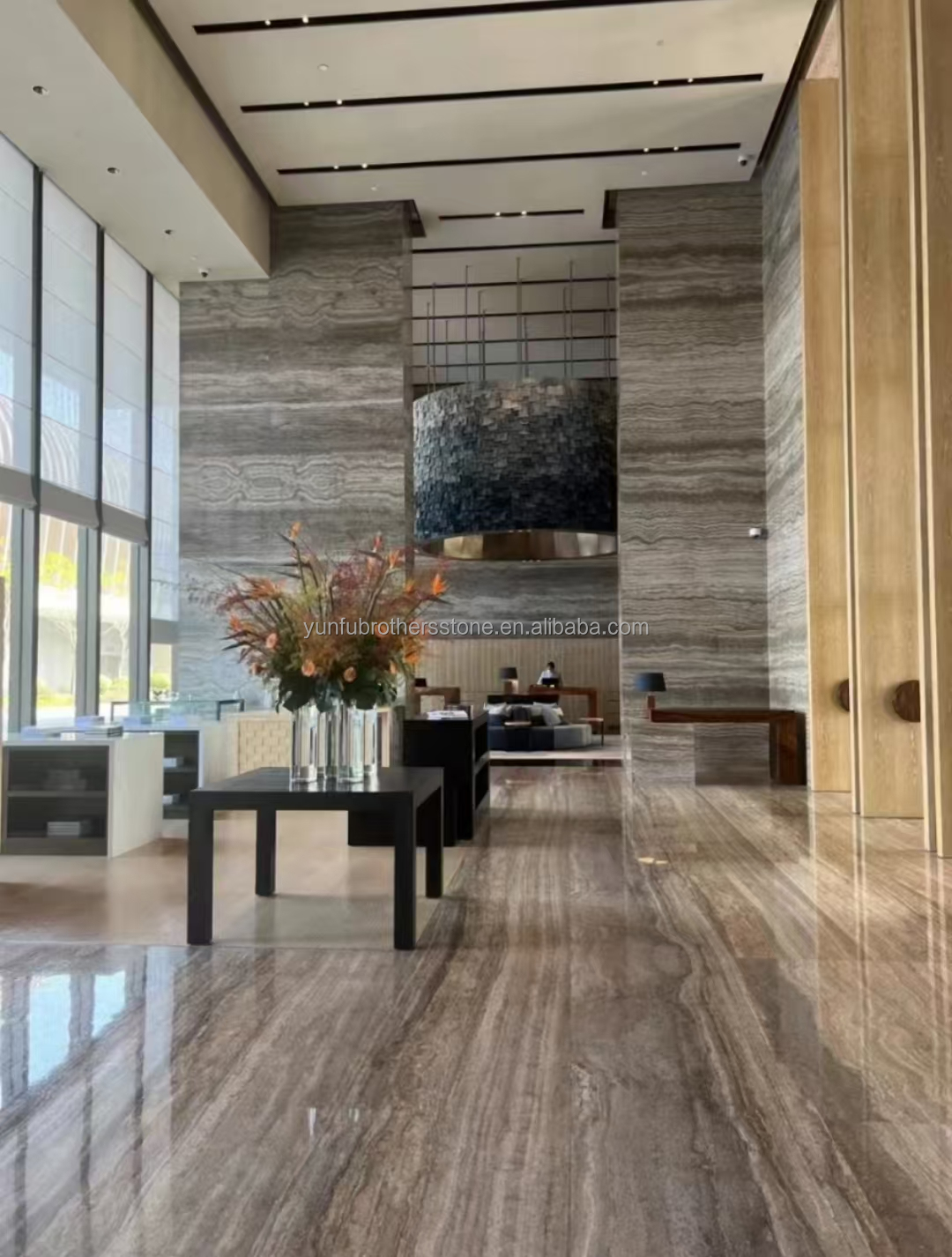Travertine Marble Tile for Hotel Villa Polished Silver Stone Cladding and Decoration