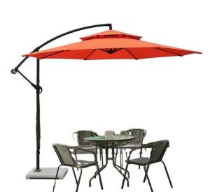 China 2.5m Double Canopy Umbrella Cantilever Garden Parasols Sun Protection wholesale
