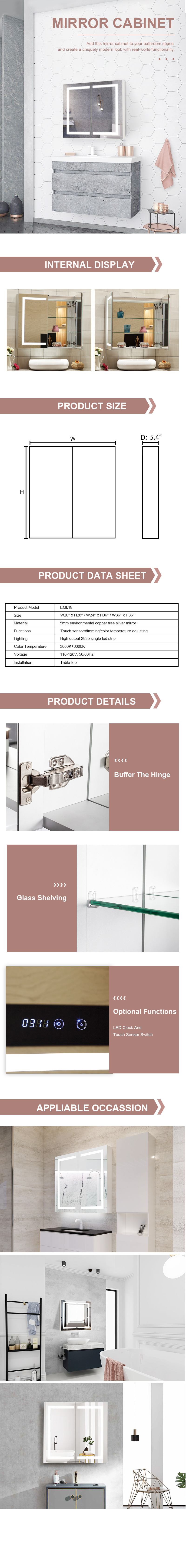 Smart Mirror with Bluetooth and LED Lighted Rectangle Medicine Cabinet