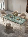 Italian Hotel Restaurant Furniture Rectangular Natural Marble Stainless Steel