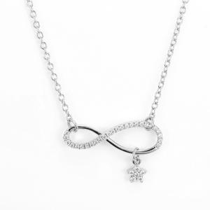 China Round CZ Pendant Necklace 45cm Chain Length Sterling Silver Jewelry Accessory wholesale