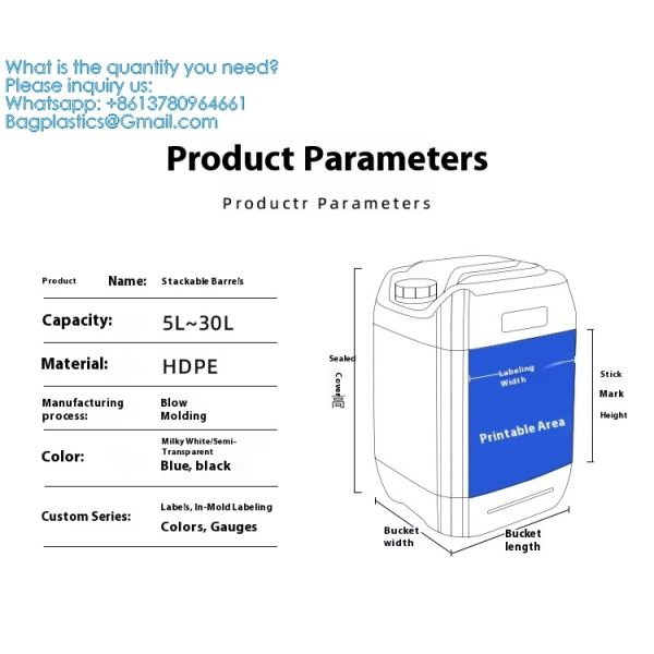 25L Plastic Barrel White Food Grade Square Jerry Can HDPE 25 Litre Chemical Drum Transparent 25 KGS Container Food Grade Square Plastic Bucket