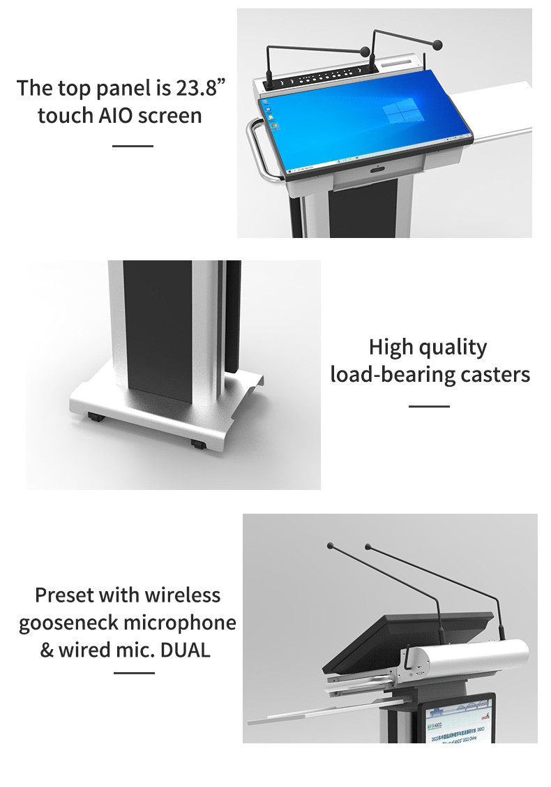 Portable Auditorium Podium , LCD Digital Display Lectern For Conference System