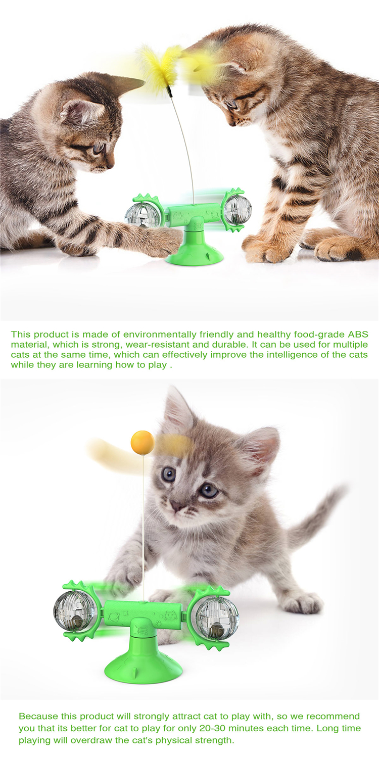 Wholesale Interactive Bulk Turntable Windmill Cat Catnip Toy Feather Teaser Scratcher Pet Cat Toys