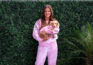 China Pink Tie Dye Matching Pet Owner Set Sweatsuit Dog Hoodie wholesale