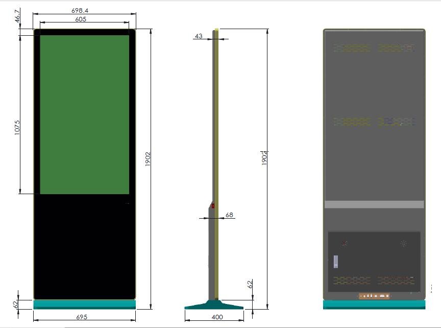 49" inch alone stand android LED monitor wireless WIFI digital ads totem signage poster display