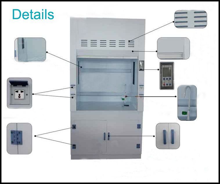 1.0mm Cold Rolled Steel Chemical Fume Hood , Blue Lab Fume Cupboard