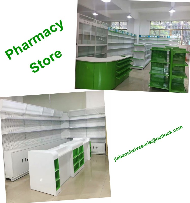 Durable Metallic Medicine Display Racks Wall Side 900x320x2000mm Size