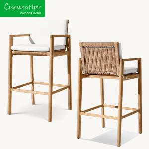 China Outdoor Furniture Garden Chair Teak Furniture Home Patio Bar Chair Rattan Chair Bar Stool Waterproof Sun Protection wholesale